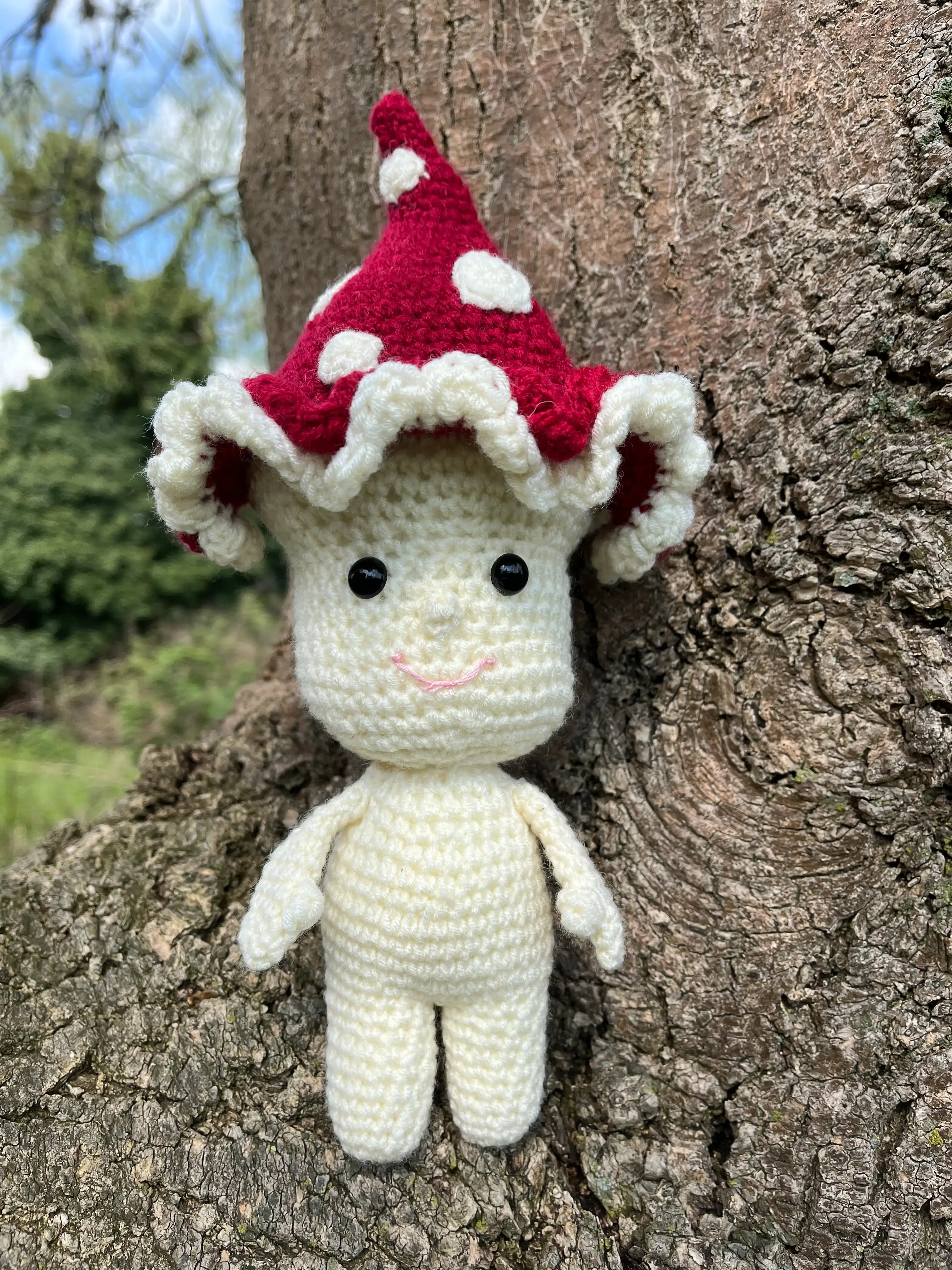 Knitted mushroom man knitted plushie