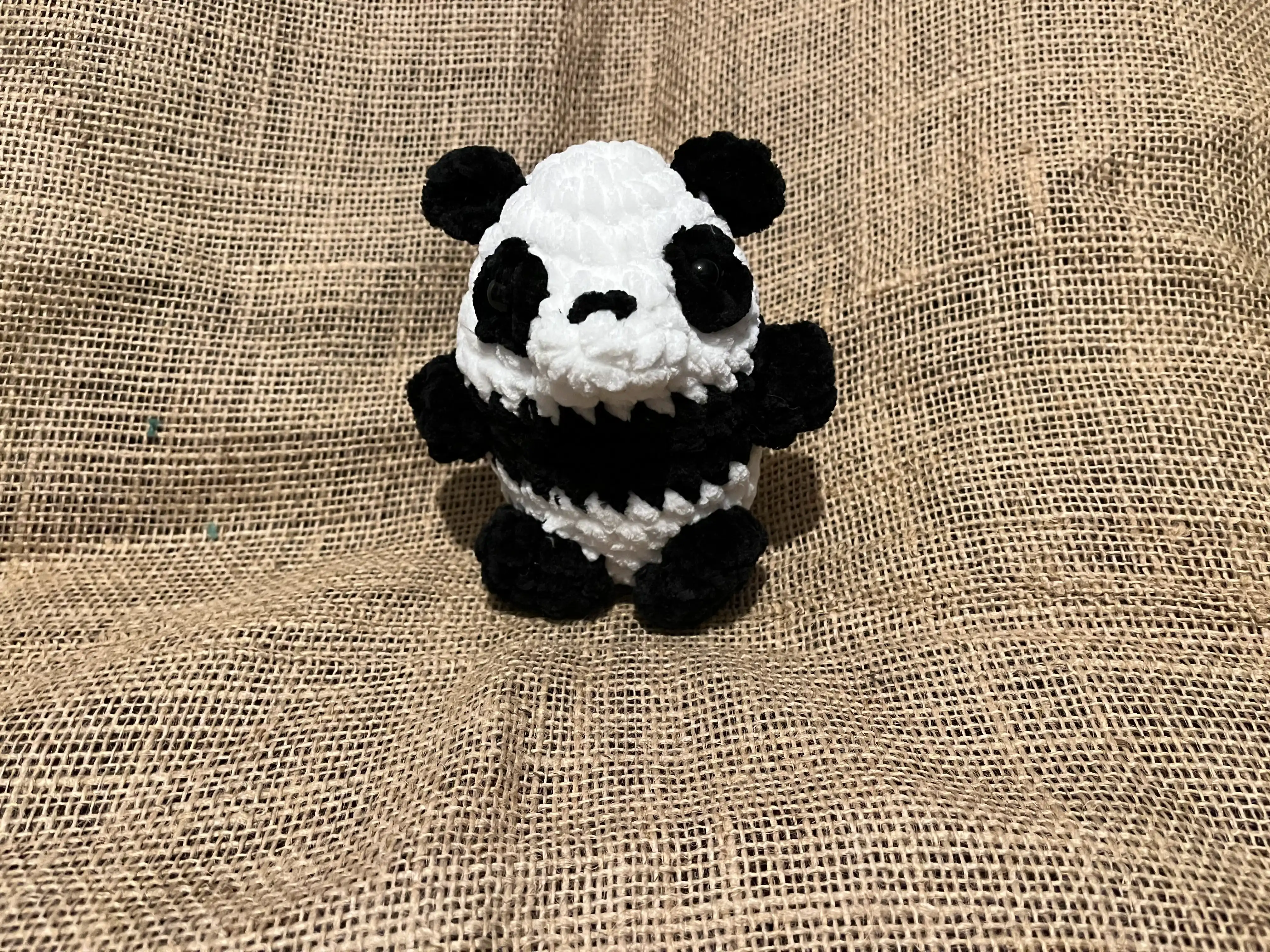 knitted panda plushie