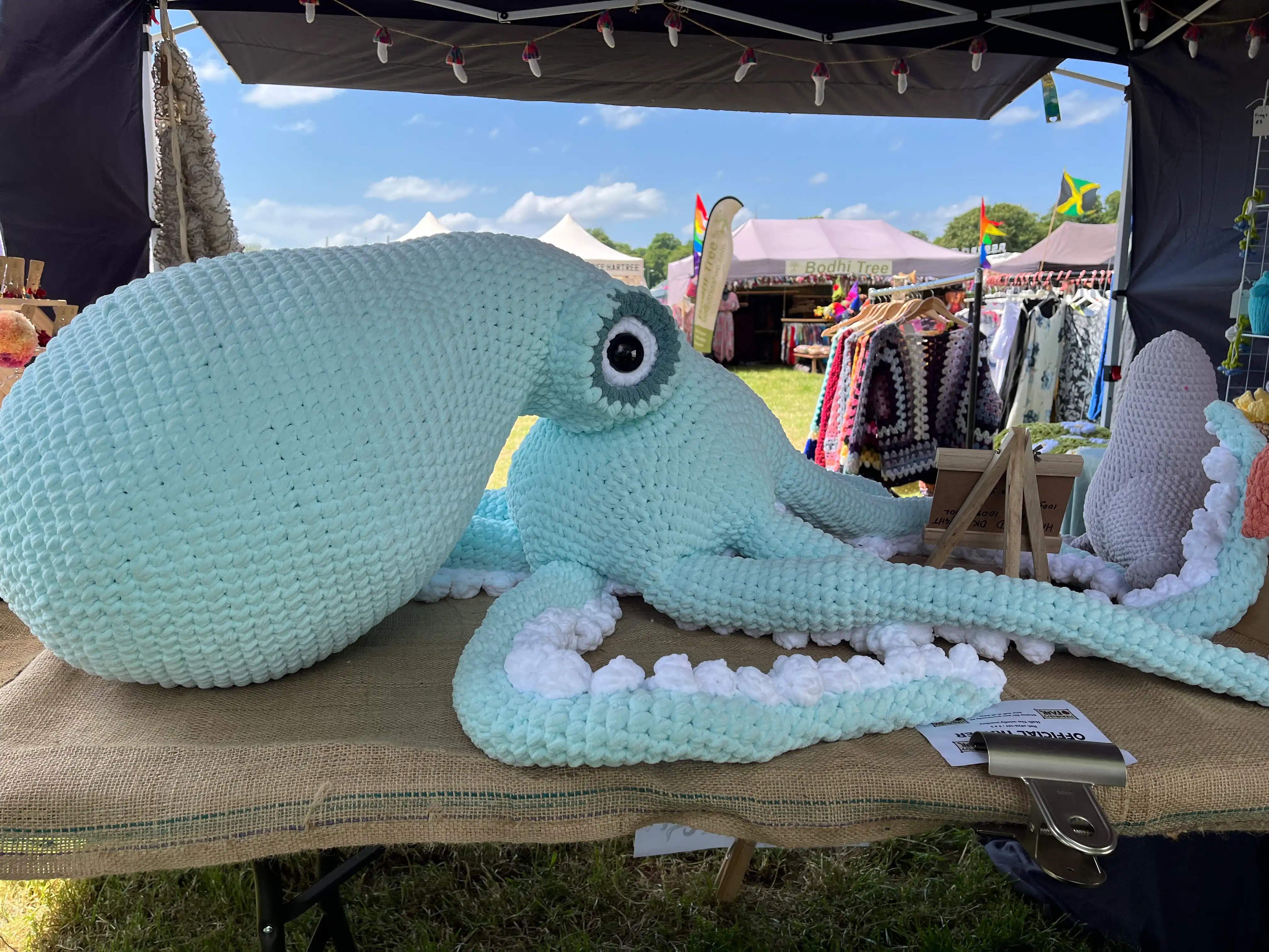 Knitted giant octopus